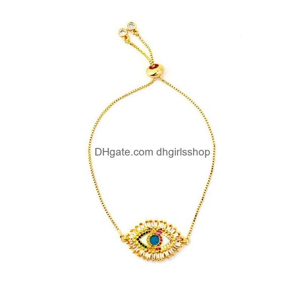 Elo de Corrente Feminino Zircon Cz Devils Eye Pulseiras Bangles Arco-íris Colorf Perus Charme Jóias Douradas Para Mulheres Giftlink Lars2 Drop Deli Dhpgx