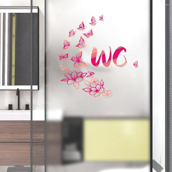 Papéis de parede 20 25cm flor rosa borboleta desenhos animados adesivo de parede backwall banheiro banheiro decoração local comercial mural