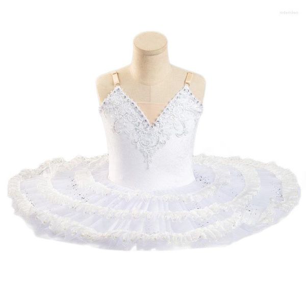 Trajes de palco branco Swan Lake Trajes Ballet Tutu Saia Velvet Tops Para Bailarina Vestido Profissional Criança Crianças Meninas Mulher Aro de Aço