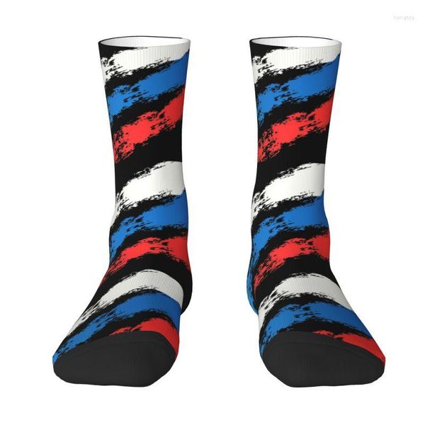 Meias masculinas Bandeira da Rússia Orgulho Russo Mens Crew Unissex Legal Vestido Estampado em 3D