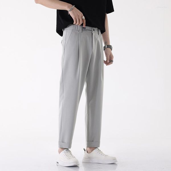 Pantaloni da uomo Pantaloni da lavoro alla caviglia Slim Straight Abito nero coreano Primavera ed estate Abbigliamento da uomo di lusso per soldi vecchi