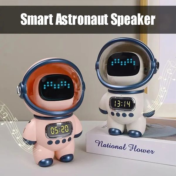 Astronauta inteligente Alto-falante compatível com Bluetooth Mini caixa de som Estéreo portátil Ai Áudio interativo com despertador Presente criativo