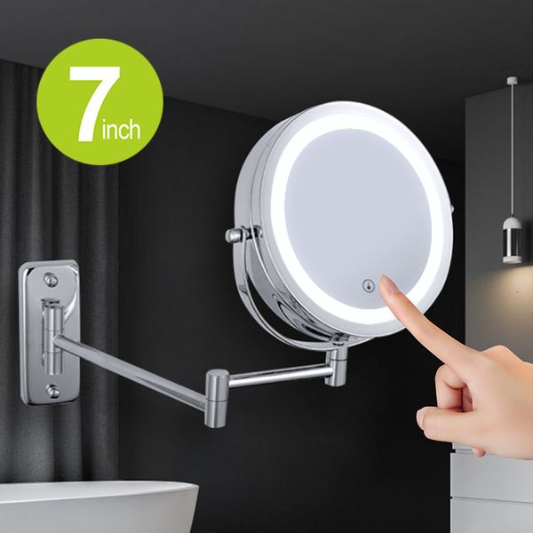 Banyo Aksesuar Seti Katlanır Kol, LED Işık ile Banyo Aynasını Uzatın 7 İnç Duvara Montajlı Çift Yan Akıllı Kozmetik Makyaj Aynaları 230616