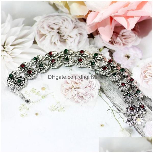 Braccialetti con ciondoli Braccialetto turco color oro retrò per le donne Gioielli etnici Fl strass Bohemia Bridal Giftcharm Lars22 Dro Dhthm