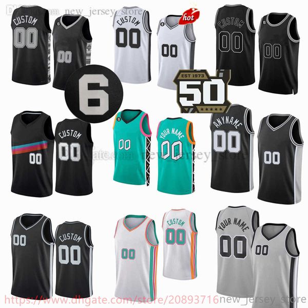 50-й годовщины новые баскетбольные майки с принтом Custom Romeo Langford 3 Keldon Johnson Tre Jones Keita Bates-Diop Charles Bassey Barlow Jerseys 6 Patch