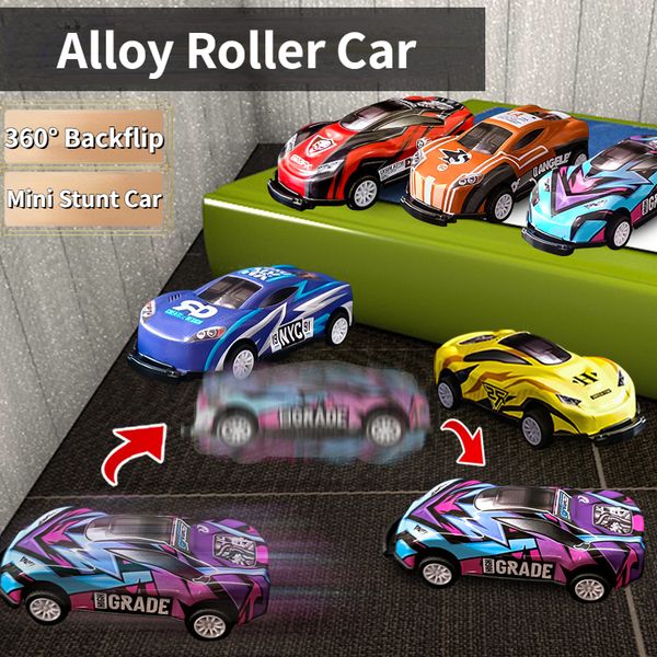 ElectricRC Car 6-16PCS Crianças Mini Stunt Toy Car Alloy Pull Back Bouncing Car Ejection Jumping 360 Flip Stunt Car Toys For Kid Birthday Gift 230616