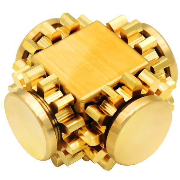 Dönen Üst Dişli Küp Spinner Parmak Bakır Mekanik Gyro Bağlantı El Parmak Üstü Yetişkin Dekompresyon EDC TOYS P230616