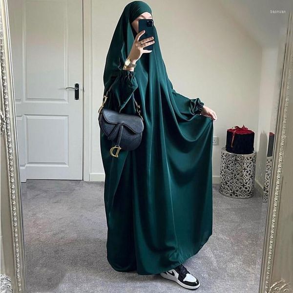 Abbigliamento etnico Jilbab One Piece Abaya Donne musulmane Preghiera Indumento Hijab Abito Arabo Robe Overhead Kaftan Khimar Eid Ramadan Islamic