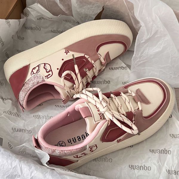 Sapatos de nicho primavera 2023 para mulheres meninas sapatos de lona rosa todos combinando casual estudante moda coreana