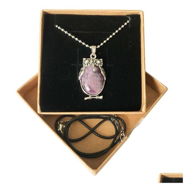 Anhänger Halsketten Schmuck für Männer und Frauen Lucky Owl Halskette Geschenkverpackung 12 Stück Mischfarbe Großhandel Drop Delivery Anhänger DHNSC