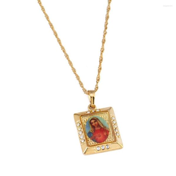 Collane con ciondolo Collana Vergine Maria Concepita senza peccato Prega gioielli in catena da chiesa cattolica color oro chiaro per le donne