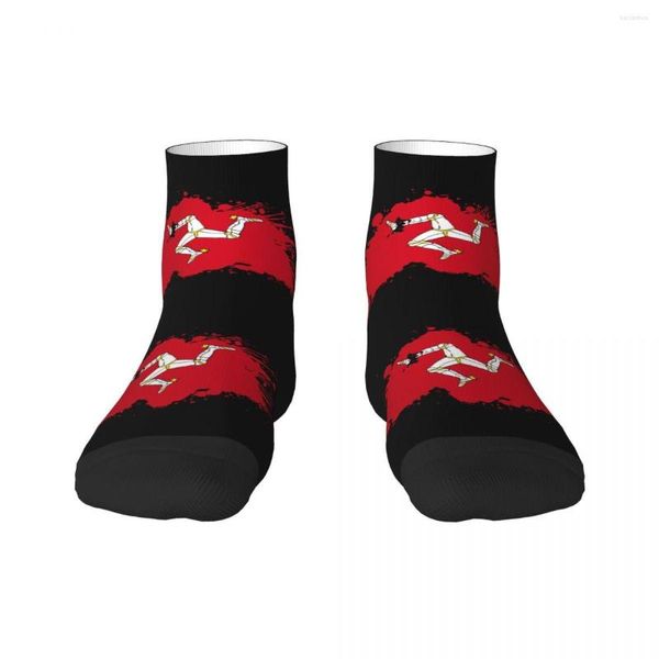 Herrensocken, cooler Aufdruck, Isle of Man-Flagge, für Damen und Herren, dehnbar, Sommer, Herbst, Winter, Crew