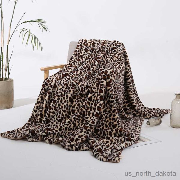 Battaniye moda leopar baskılı atma battaniye yumuşak yatak örtüsü yataklar için kanepe kanepe kalın r230617