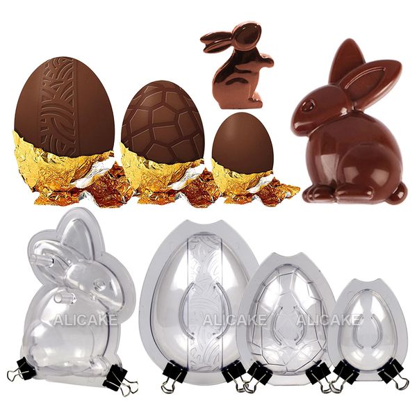 Торговые инструменты 3D шоколадная плесень для пасхального яичного кролика Бомба поликарбоната конфеты украшения кролика