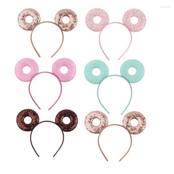 Accessori per capelli 6 pz/lotto Cartoon Sequin Mouse Ear Hairband Princess Girls Donut Ears Fascia Festa di compleanno per bambini