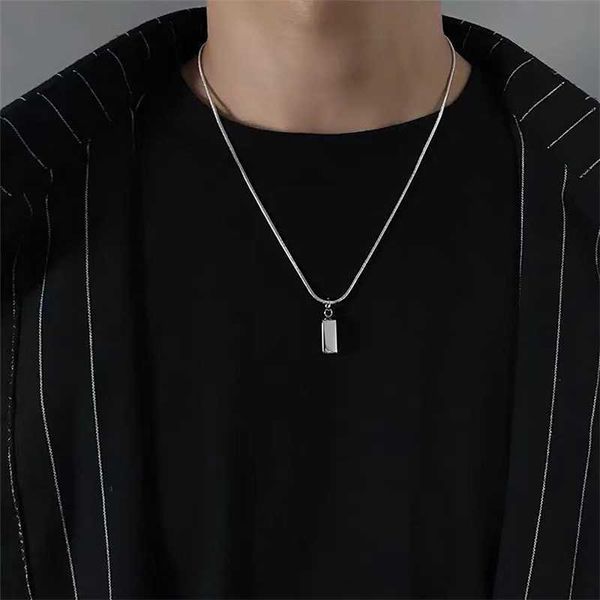 Anhänger Halsketten Edelstahl Kette mit Quadrat Halskette für Männer Trendy Brick Frauen 2023 Mode Unisex Schmuck 230613