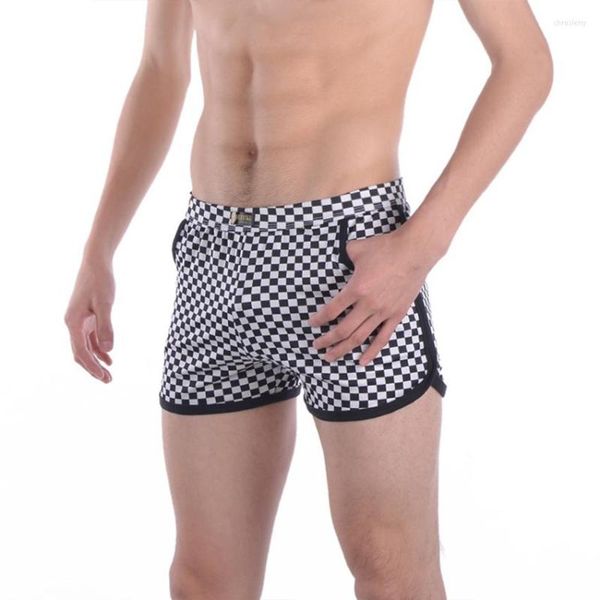 Cuecas Chegada Calças Curtas Masculinas Casual Na Moda 3 Pontos Esportes Confortável Boxer Boxer Preto e Branco Xadrez