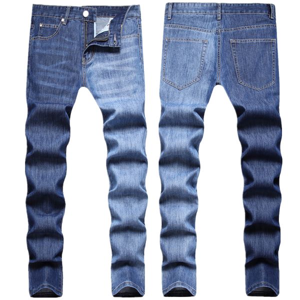 Herren-Jeans, hochwertige Herren-Jeans, Slim-Fit, blau, hell, luxuriös, zweifarbig, sexy, ohne Stretch, stilvolle Street-Fashion-Jeans 230617