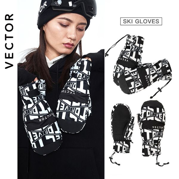 Kayak Eldivenleri Kalın Erkekler 2in1 Mittens Snowboard Kadın Snow Winter Sport Sıcak Su Geçirmez Rüzgar Geçirmez Kayak Sahte Deri Plam 230617