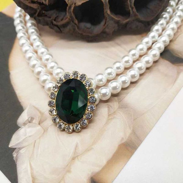 Perlenketten, elegante Schlüsselbeinkette, doppellagige Perlenkette, Ohr-Ohrring-Set, Kleid, Cheongsam, Spitzenrock, Bankett-Accessoires für Frauen 230613