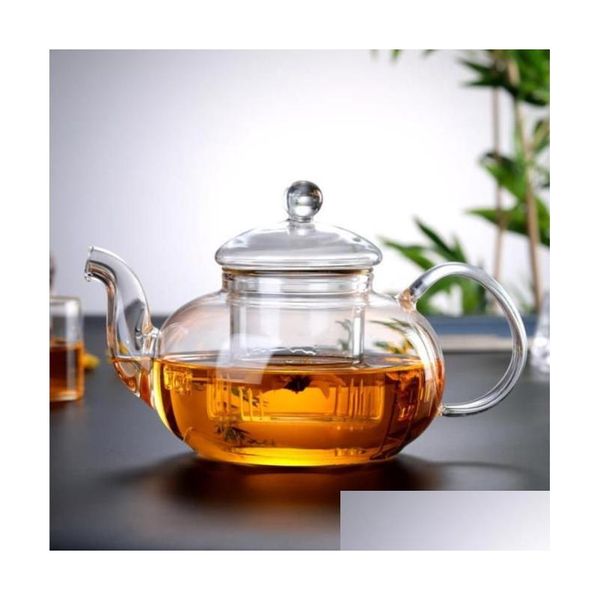 Çaydanlık Yüksek Kaliteye Dayanıklı Cam Çiçek Çay Potu Pratik Şişe Teapup Teapot ile Infuser Yaprağı Bitkisel Kahve Damlası Teslim Dhogw