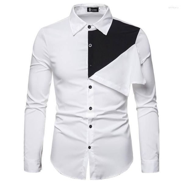 Camicie casual da uomo XS-6XL 2023 Uomo Donna Abbigliamento Personalità Sartoria Colorblock Top Camicia a maniche lunghe Amanti Taglie forti Costumi