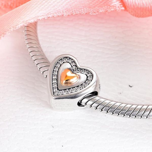 Pietre preziose sciolte CKK Charm cuore originale 14k oro reale argento sterling 925 perline bicolore adatti momenti bracciali gioielli fai da te 02215K