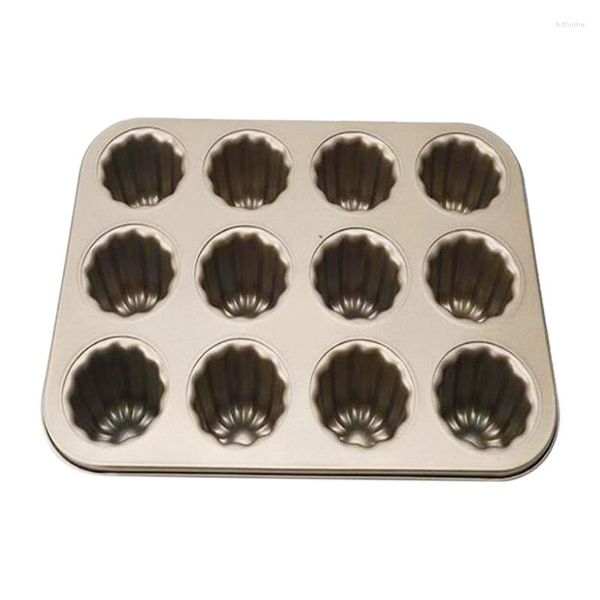 Stampi da forno Canele Mold Cake Pan 12 cavità antiaderenti Cannele Muffin Bakeware Cupcake per cottura al forno (oro champagne)