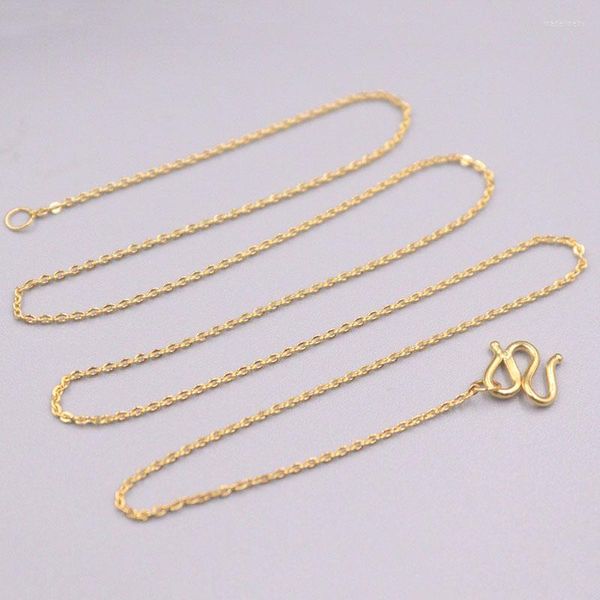 Цепочки из твердого желтого золота 24 карата, ожерелье-цепочка Rolo O, 16 дюймов, длина 0,9 мм, женское D PURE