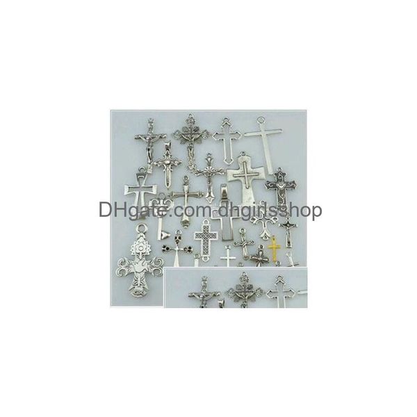 Charms 50 Pcs Lote Mix Antique Sier Cross Connector Pingentes Liga Religiosa Jóias Acessórios Para Fazer Jóias Drop Delivery Fi Dhii9