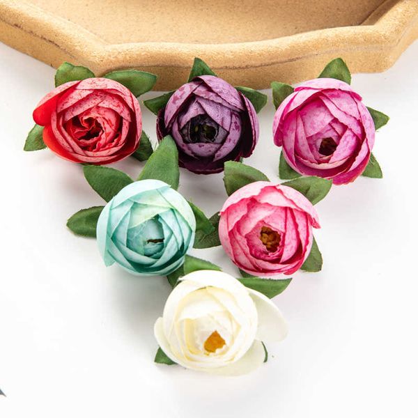 Getrocknete Blumen 100PC Künstliche Großhandel Hause Raum Dekoration Sammelalbum Hochzeit Braut Seide Tee Rose Weihnachten Diy Candy Box