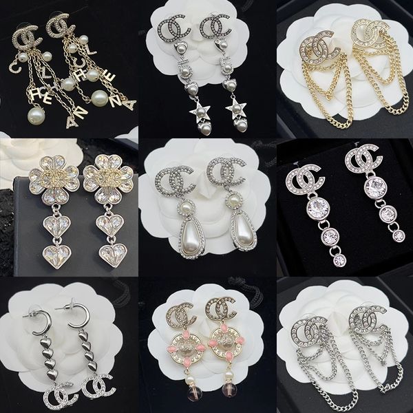 Mode coréenne cristal CC boucle d'oreille classique marque concepteur boucle d'oreille pour les femmes de haute qualité S925 boucles d'oreilles en argent bijoux cadeaux