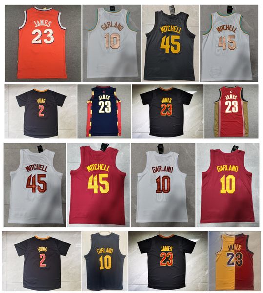 SL Clevelands Jersey Cavalier Donovan Kyrie Irving Darius Garland Mitch Ness James White Red Black Size S-xxl