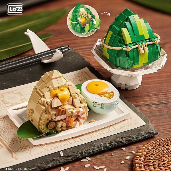 Blocchi Rinfreschi Zongzi Riso glutinoso Pollo Somma Building Block Cibo tradizionale cinese Giocattoli per bambini Regali R230617