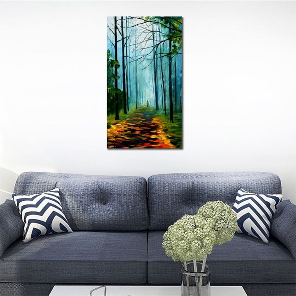 Bellissimi paesaggi su tela Summer Forest Pittura a olio fatta a mano per la parete della camera da letto