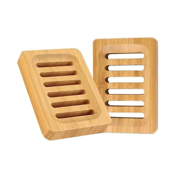 Saboneteiras de madeira de bambu plástico prato bandeja titular armazenamento rack placa caixa recipiente para banho chuveiro banheiro drop delivery casa gard dhrln