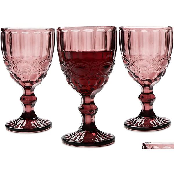 Copos de vinho Vidro colorido retrô Estilo europeu Goblet Bar Decorativo Drop Delivery Casa Jardim Cozinha Jantar Bebida Dhawg