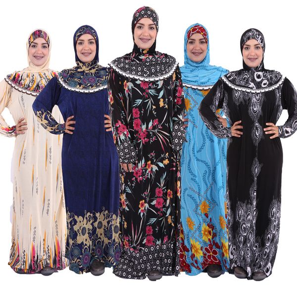 Vestuário étnico Vestido caixa cega Enviar aleatoriamente Vestido muçulmano Hijab Conjunto Ramadã Árabe Dubai Lenço na cabeça Manto longo Vestido de festa islâmica Manto Calico 230616