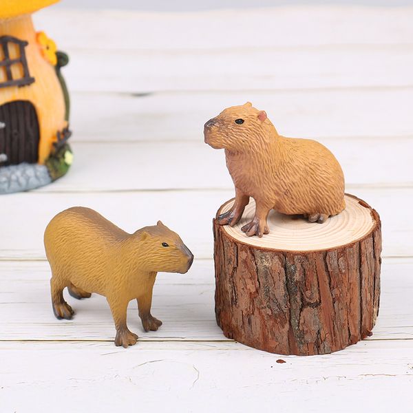 Action Toy Figures Simulação MIni Cute Wild Animals Model Capivara Action Figure Children's Collection Toy Gift Simulation Animals Model 1 PC 230616