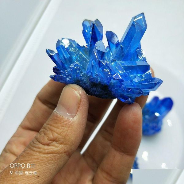 Arti e Mestieri 4050G Fantasma Molto Bello Dell'angelo Blu Aura Folla Di Cristallo Minerali Di Quarzo Naturale Decorazione Di Pietra Per La Casa Minatore Dhaz6
