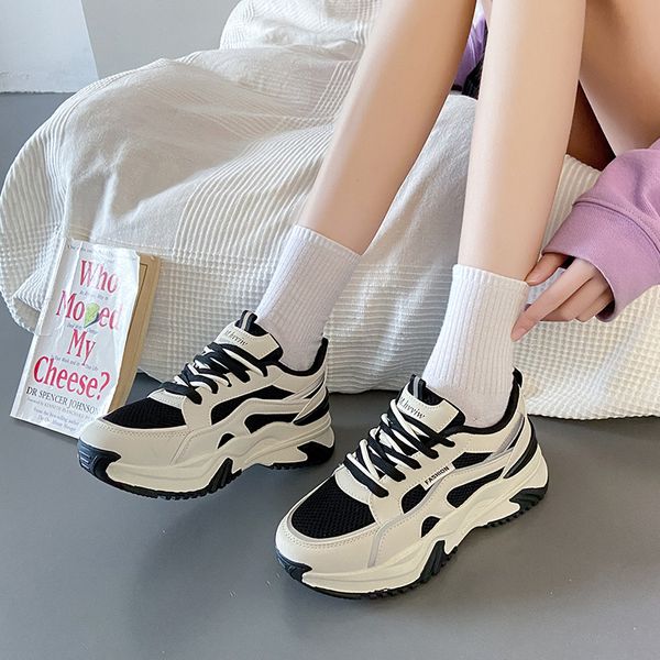 2023 New Spring Breathable All-match Student Casual Sports Running Shoes for Women Thick Sole Orgasm Booster Shoes