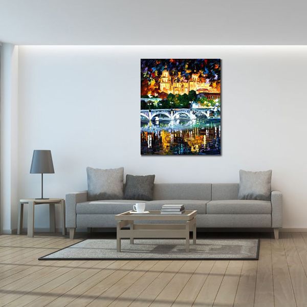 Arte su tela di alta qualità Spagna Salamanca Dipinti ad olio artigianali Strade urbane Modern Wall Decor