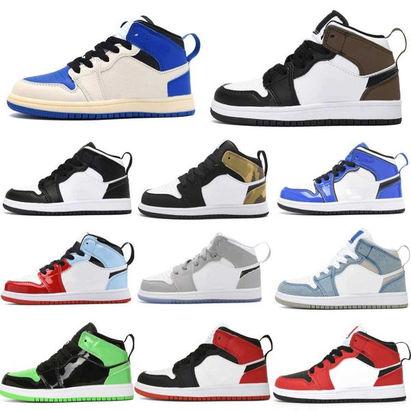 Trainer1 1s Baby Kinder Basketballschuhe Jumpman Mädchen Jungen SCHWARZ WEISS DUNKEL JORDEN MOCHA Obsidian Patent Retros Candy Bred Pine Green Outdoor Hyper Royal Sneakers