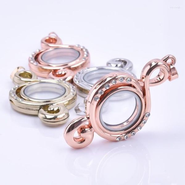 Anhänger Halsketten 10 stücke Vintage Musik Note Rose Gold Farbe Kristall Glas Schwimmende Charms Für Wohnzimmer Medaillon Schmuck Machen Halskette legierung