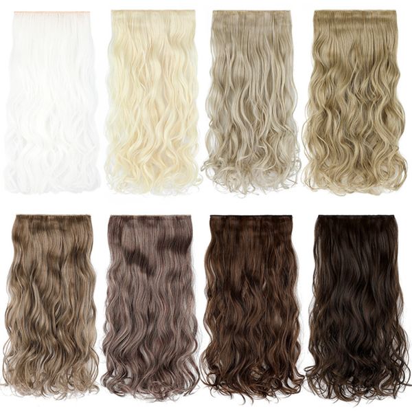 Extensões de cabelo de uma peça de 22 polegadas com cinco clipes de peruca longo encaracolado Variedade de estilos disponíveis Escolha o seu favorito