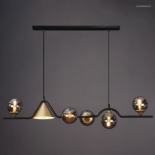Lustres nordique Simple haricot magique lustre lampe en verre fumé Table à manger suspendu moderne Long luxe pour salon cuisine