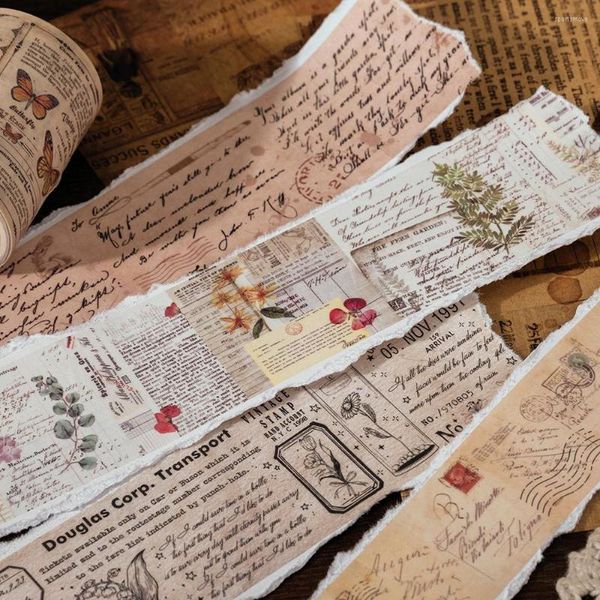 Papel de embrulho retrô inglês colagem fita washi cartão postal vintage borboleta etiqueta antiga adesivos decoração scrapbooking artesartesanato diários