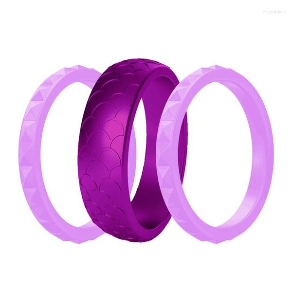 Cluster Rings 3 Pçs/Set Squama Scales Sports Silicone For Women Wedding Hypoallergenic Flexible Finger Accessories Gift