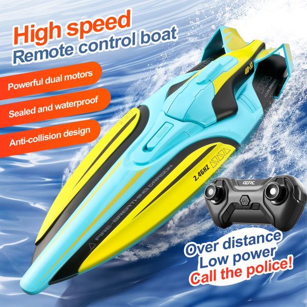 Barcos RC elétricos de alta velocidade 30 kmh Navio de controle remoto sem fio elétrico Longa resistência 24G Lancha aquática Modelo Brinquedos RC para crianças 230616