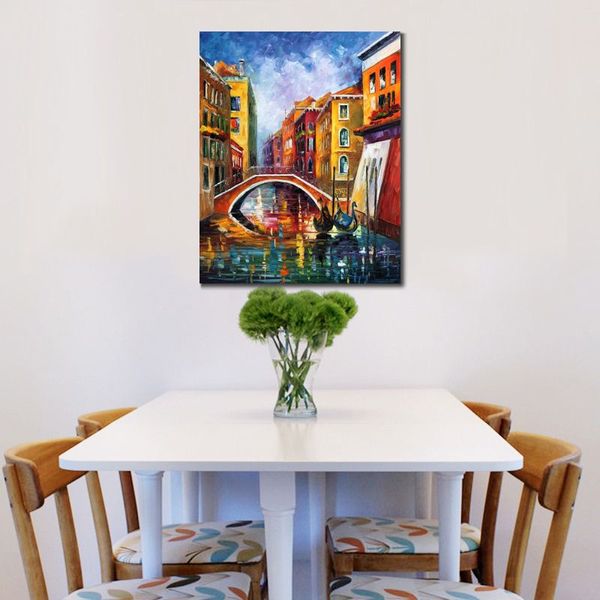 Arte su tela di alta qualità Venice Bridge Ii Dipinti ad olio artigianali Strade urbane Modern Wall Decor